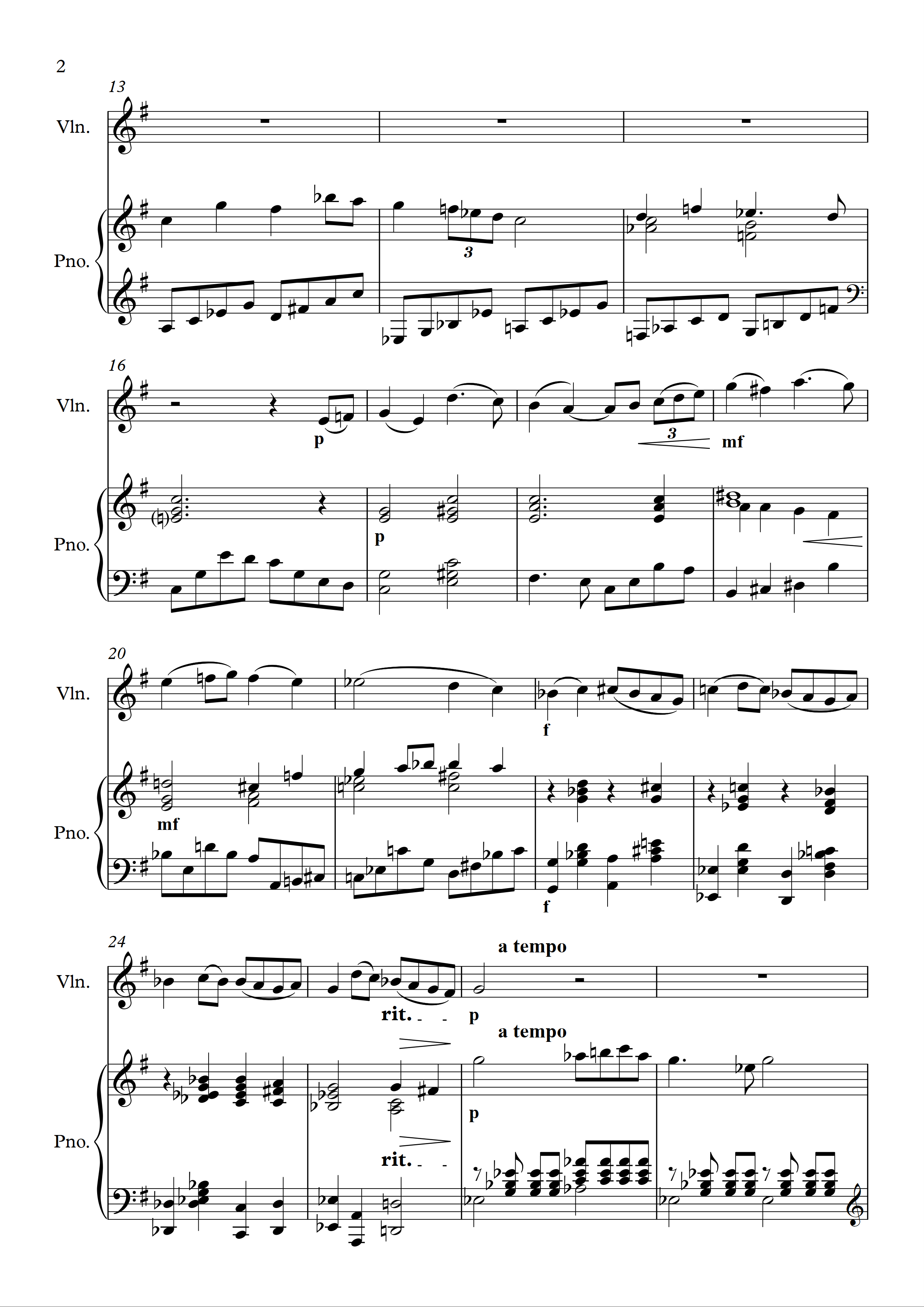 Nocturne Piyano Keman Notaları Sayfa 2 Beste Güneş Yakartepe