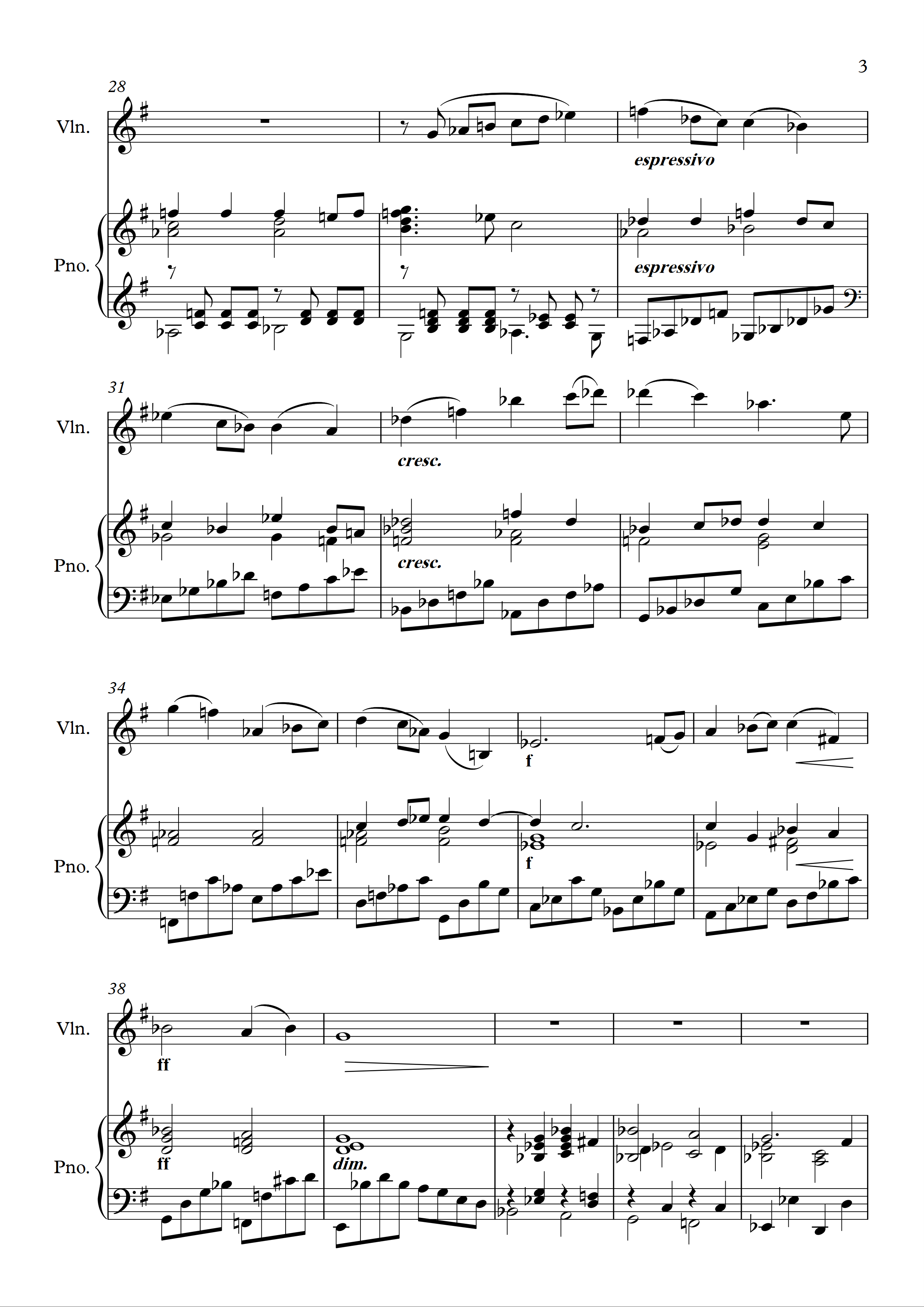 Nocturne Piyano Keman Notaları Sayfa 3 Beste Güneş Yakartepe